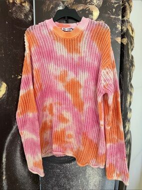 Zara Tie-Dye Pink & Orange Knit Sweater